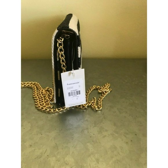 Francesca's Black and Beige Stripe Cloth Crossbody - Picture 2 of 4